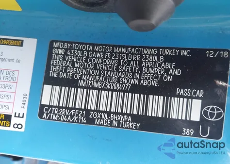 2019 Toyota C-Hr Xle из США, поврежденный, VIN NMTKHMBX3KR084977